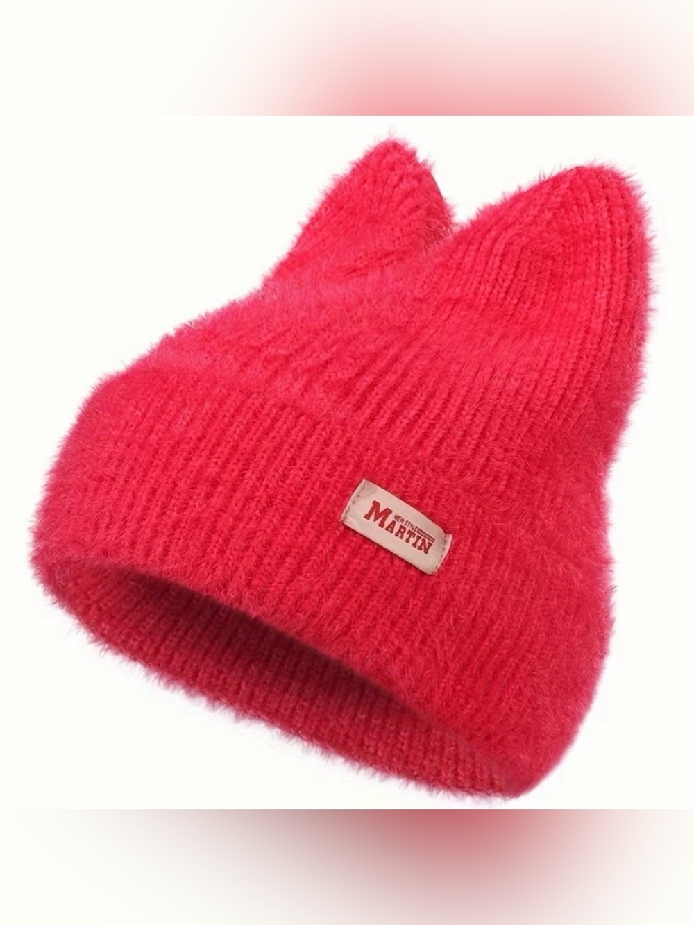 😻 Cute Hot Pink Cat Beanie w Ears Warm Soft Knit Kitty Beanie